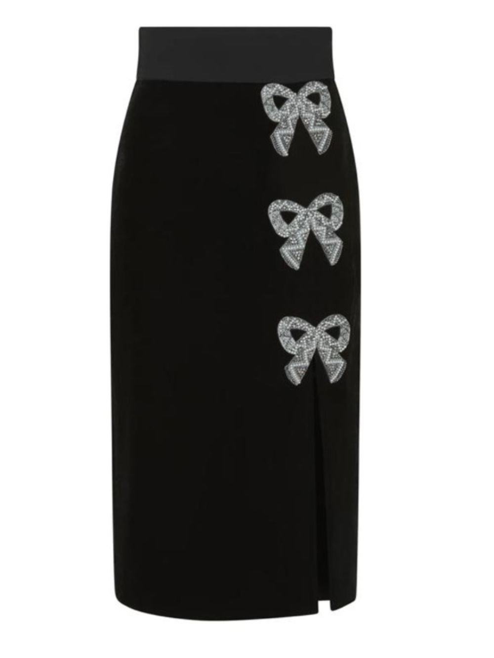 Saloni “Kirsten” bow embellished velvet pencil skirt XXS (see description)